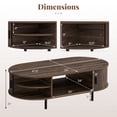 thumbnail image 2 of Costway Oval Coffee Table, 47.5” Wooden Center Table with Storage, Sliding Tambour Doors Walnut, 2 of 12