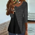 thumbnail image 2 of Colorblock Long Sleeve V Neck Tops for Women Tunic Shirts Casual Loose Pullover Blouses Gray,L, 2 of 6