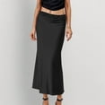 thumbnail image 2 of Maxi Skirts for Women 2025 Women's Solid Color Lace Waist ing Satin Skirt, 2 of 3