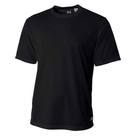 A4 Short Sleeve Birds-Eye Mesh Crew For Men in Black | N3252