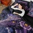 thumbnail image 4 of Erosebridal Western Purple Dragon Bedding Sets King Size,Chic Floral Comforter Sets with Sheets,Starry Sky Trippy Galaxy Bed in a Bag King Size For Youth,Microfiber Bedroom Decor Reversible,7-Piece, 4 of 6
