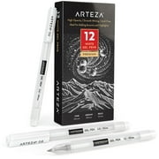 Arteza Gel Pen Set, White, 0.6mm, 0.8mm, and 1.00 mm Nibs - Doodle, Draw, Journal -12 Pack