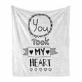 thumbnail image 1 of Saying Soft Flannel Fleece Throw Blanket, Typographic Style Lettering You Took My Heart with Hand Drawn Ornamental, Cozy Plush for Indoor and Outdoor Use, 50" x 70", Black White, by Ambesonne, 1 of 6