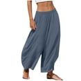 thumbnail image 2 of Xdegoge Baggy Harem Pants for Women Elastic Waist Lantern Trousers Casual Flowy Wide Leg Lounge Bottoms Summer Beachwear, 2 of 7