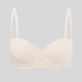 thumbnail image 5 of Sopiago Woman's Bras Lightly Lined Sexy Lace Demi Underwire Bra Half Cup Padded Push Up Bralette Beige,L, 5 of 7