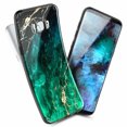 thumbnail image 3 of For Samsung Galaxy S8 Plus Case, Ultra Slim Thin Glossy Stylish, Gold Glitter Marble Design Phone Cover - Emerald, 3 of 5