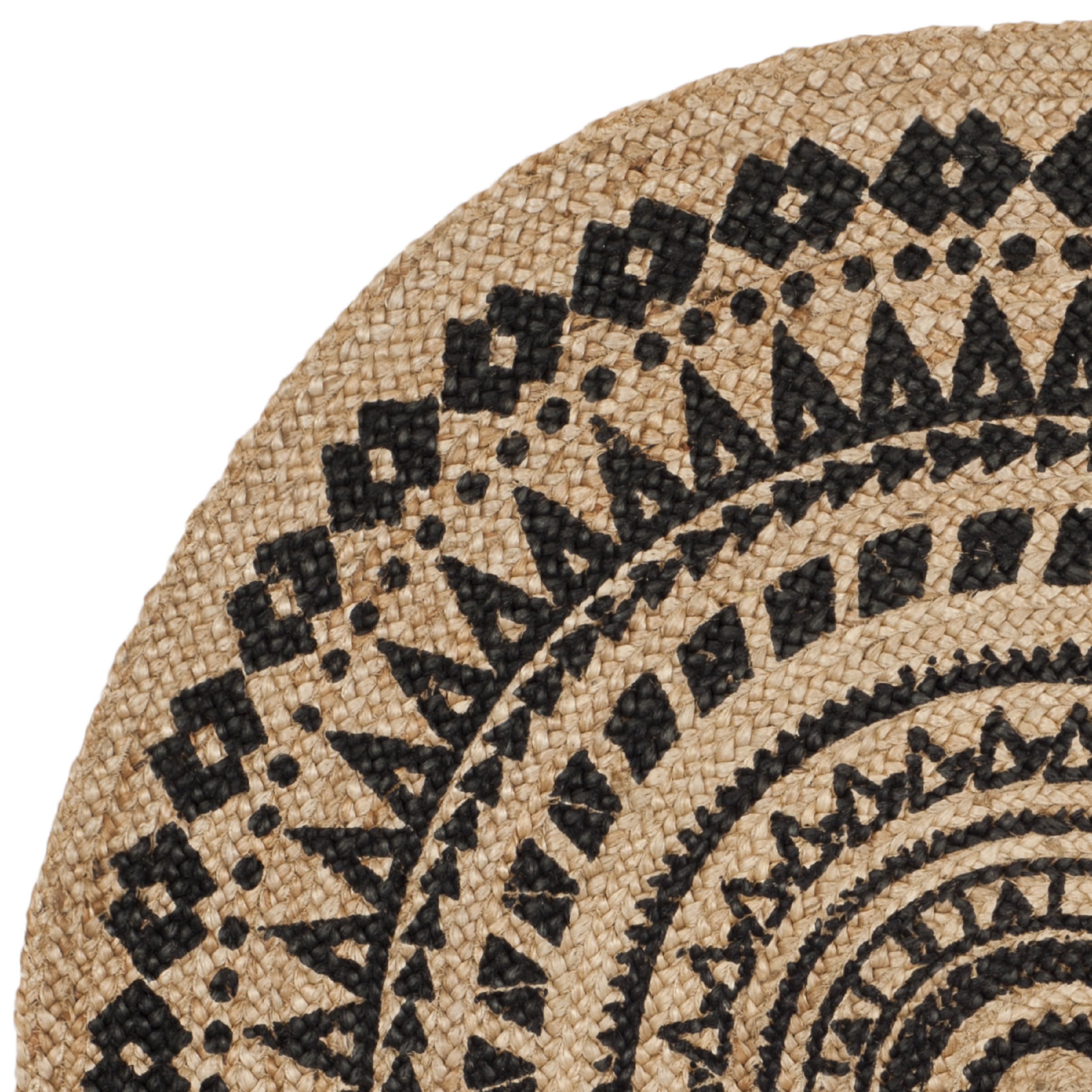 SAFAVIEH Natural Fiber Zoolander Geometric Jute Area Rug, Black/Natural, 5' x 5' Round