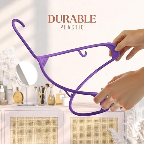 Plastic Hangers 20 Pack Purple - Clothes Hangers - Makes The Perfect Coat Hanger and General Space Saving Clothes Hangers for Closet - Percheros Ganchos para Colgar Ropa Hangars