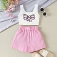 thumbnail image 5 of CUZIBR Child Summer Girls Outfit Sets 2 Piece O-Neck Cute Sleeveless Tops And Shorts Casual Playwear Breathable Toddler Kids Clothing Sets,Pink,7-8 Years, 5 of 5