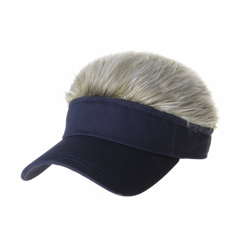 WITHMOONS Flair Hair Sun Visor Cap with Fake Hair Wig Novelty KR1588