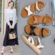 thumbnail image 2 of Sandalias de cuero para mujer, zapatos de playa de suela blanda, estilo plano, de moda, para verano, para estudiantes, 2 of 6