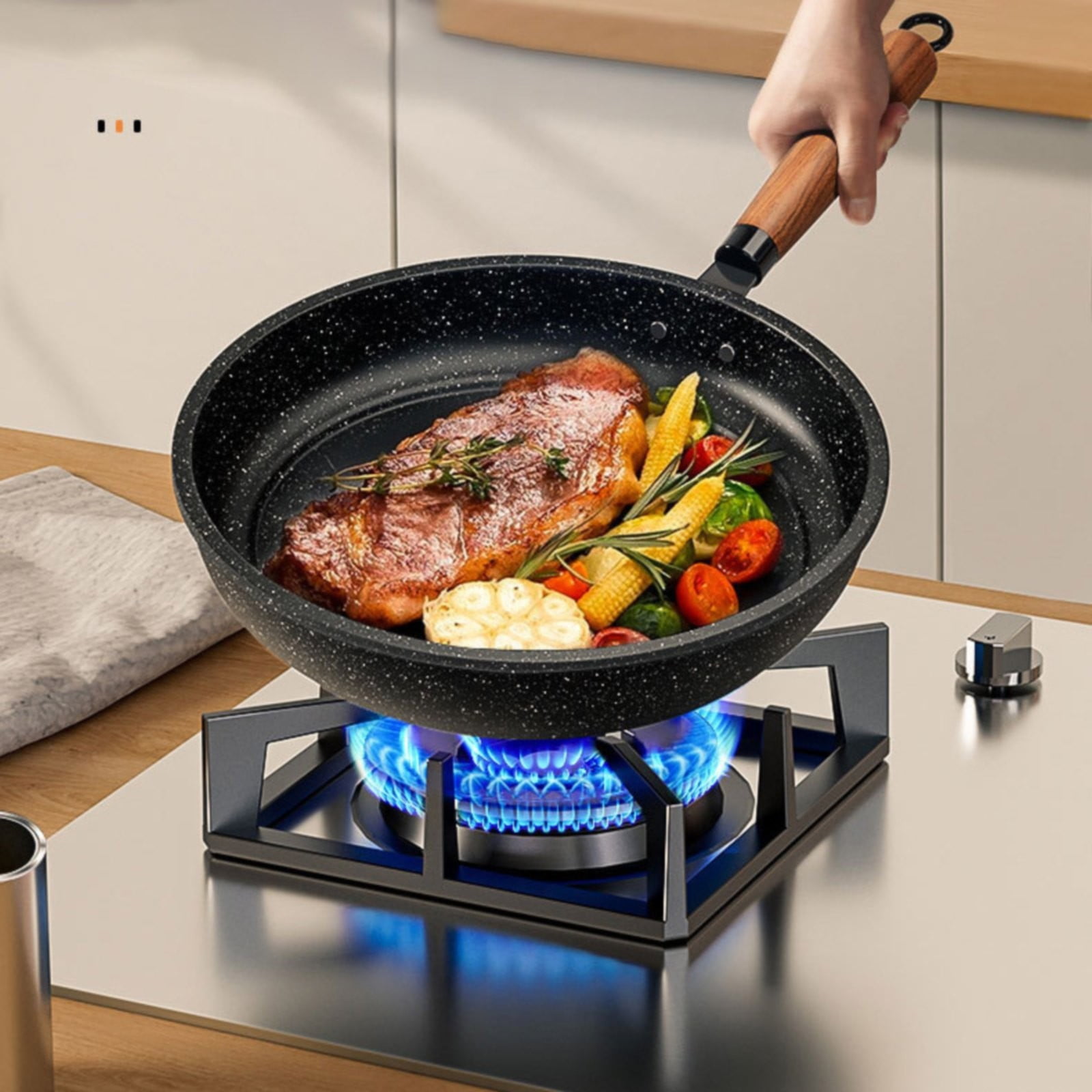 Non Stick Pan with Cold Handle,Kitchen Frying Pan,for Cooking Food Using A Non Stick Pot with A Cool Handle for Safe Grip,Hecnuo