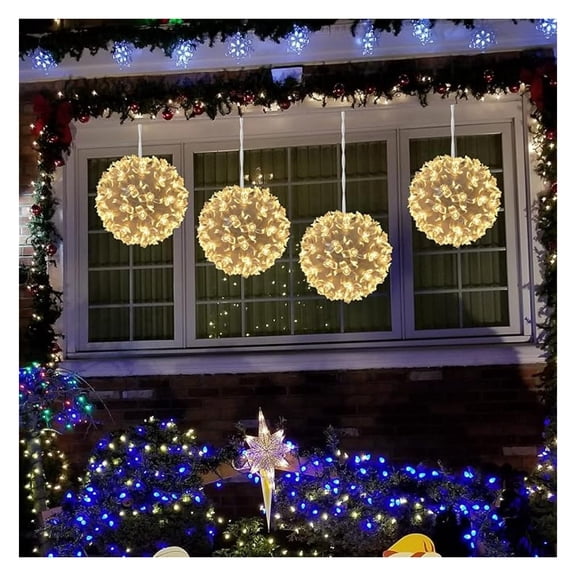 Christmas Window Lights - 200 LED Blossom Sphere Light Ball, Warm White Indoor/Outdoor Holiday Decoration