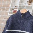 thumbnail image 4 of Otqutp Kids Boys Stripe Knit Pullover Stripe Long Sleeve Soft Warm Pullover Teens Back to School Zip-Up Sweater Size 7-16 Years, 4 of 8