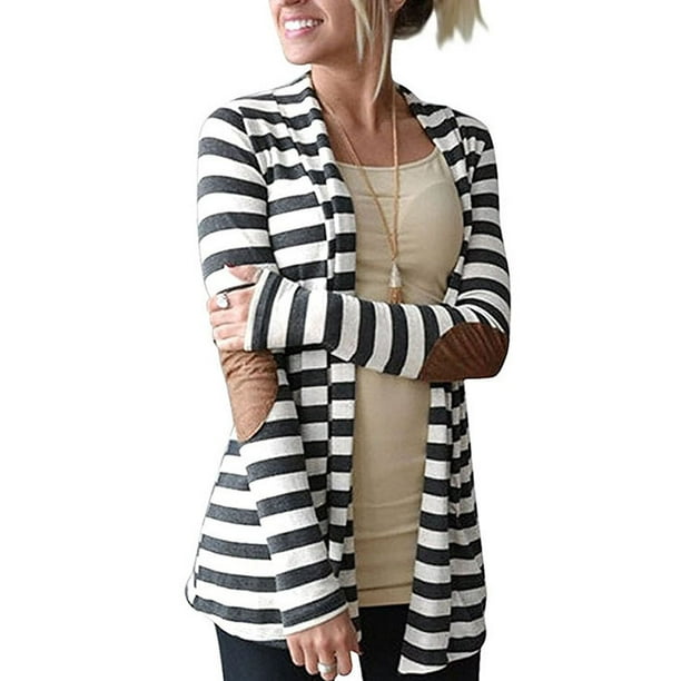 Womens black and hot sale white striped cardigan