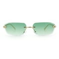thumbnail image 5 of Luxury Gangster Rimless Jaguar Head Hinge Showy Sunglasses Gold - Green, 5 of 7