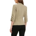 thumbnail image 3 of INSPIRE CHIC Shawl Lapel Blazer for Women 3/4 Sleeves Pocket Single Button Work Suit XL Khaki, 3 of 6