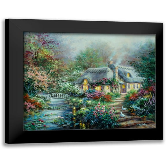 Little River Cottage 14x12 Black Modern Framed Museum Art Print Titled - Boehme, Nicky