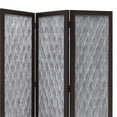 thumbnail image 2 of Wooden 3 Panel Room Divider with Textured Diamond Pattern, Gray and Black, 2 of 4