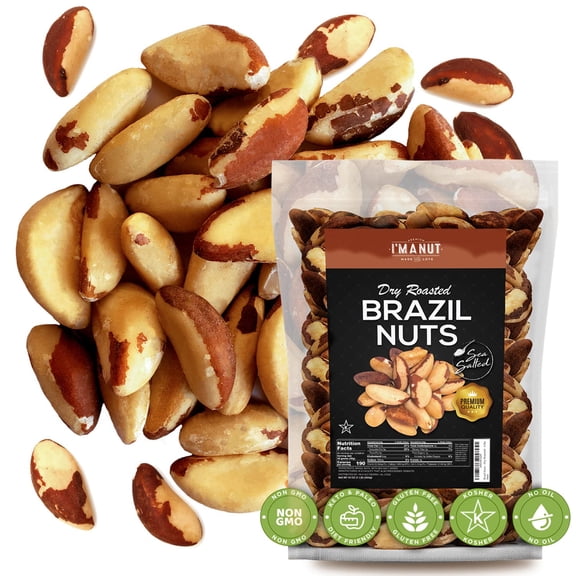 I'M A NUT Dry Roasted Brazil Nuts-Sea Salted-No Oil No Herbicides or Pesticides Non GMO No PPO Kosher 16 oz Batch Tested Gluten and Peanut Free