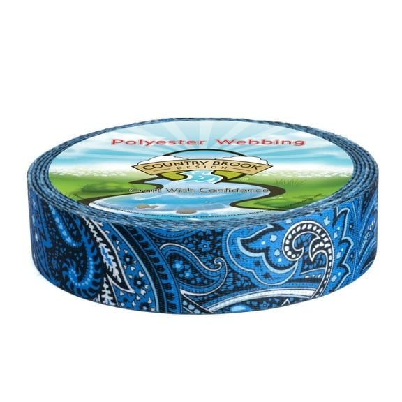 Country Brook Design - Blue Paisley Polyester Webbing (1 1/2 Inch)