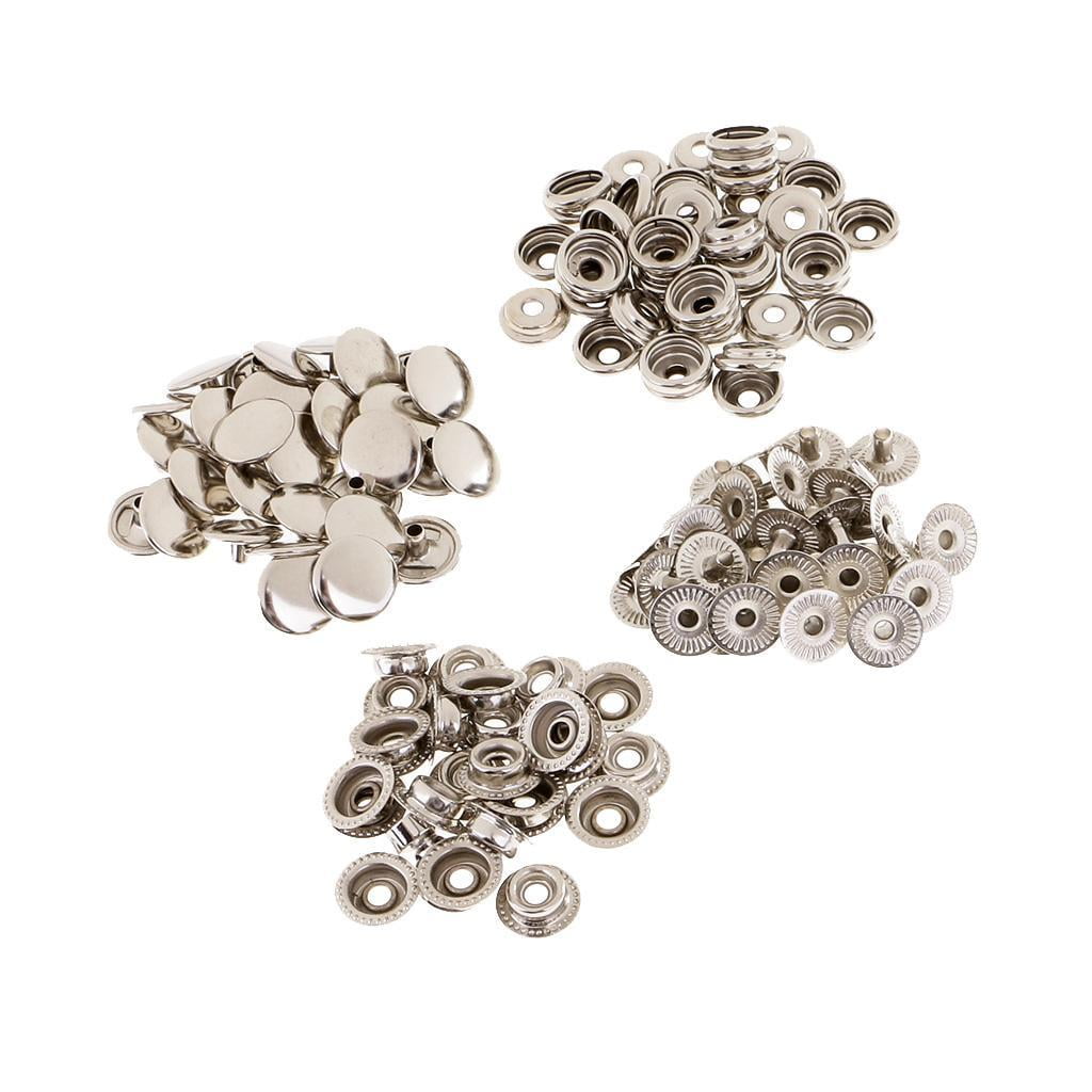 HILABEE 6x30 Sets Metal Snap Buttons Press Popper Fasteners 12.5mm Sliver 6 Pcs