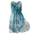 thumbnail image 1 of Pisexur Robes pour Femmes 2024 Tendance Boho Imprimé Floral Robe Maxi Décontractée Fluide Manches Courtes Col en V Robe de Retour à la Maison Col à Revers Tunique à Boutons Cordon Robe d'Invité de Mariage Grande Taille Robe Cocktail S-4TG, 1 of 5