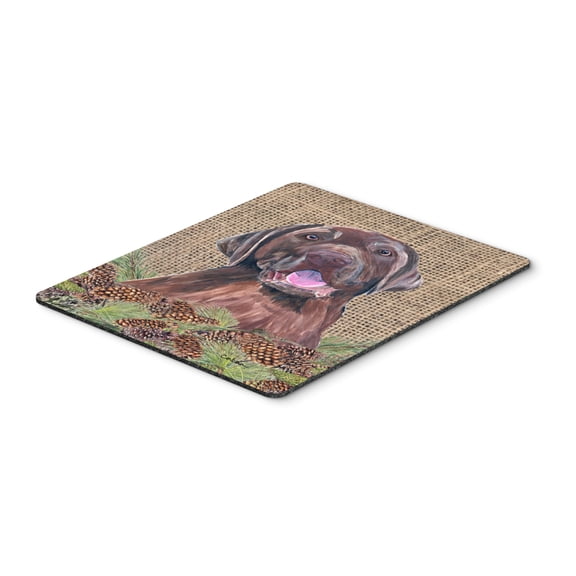 "Labrador Faux Burlap and Pine cones Mouse Pad Hot Pad or Trivet"