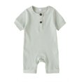 thumbnail image 1 of Baby Girl Boy Solid Romper Short Sleeve Jumpsuit Button Cotton Clothing, 1 of 6