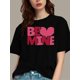 thumbnail image 1 of 1 pieza, camiseta creativa con estampado de letras románticas con un diseño amoroso para crear tu atuendo romántico, camiseta de ocio, 1 of 5