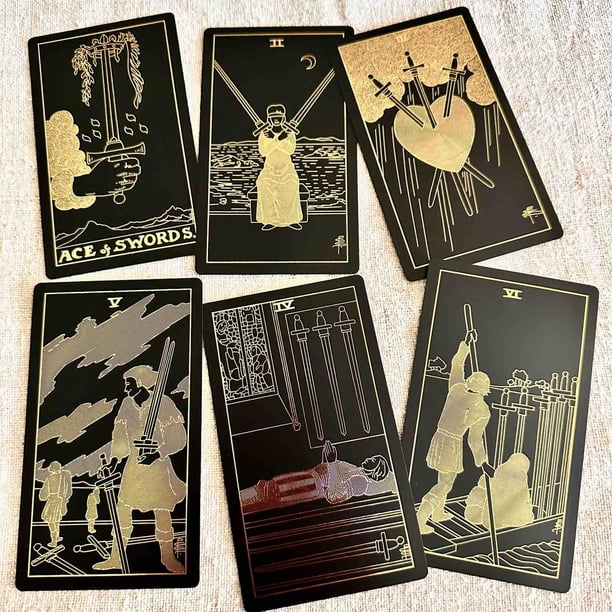 Unique Plastic PVC Waterproof Tarot Deck Black Foil Tarot Big Size