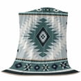 thumbnail image 6 of Teal Gray Boho Blanket Soft Cozy Warm Throw Blanket for Couch, Plush Fuzzy Flannel Fleece Blankets for Sofa, Southwestern Ethnic Abstract Geometric Bed Blankets Lightweight Gifts for Women, 50"x60", 6 of 9