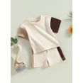 thumbnail image 3 of Wassery Baby Boys Summer Outfits Short Sleeve Contrast color T-shirt Round Neck Tops and Elastic Shorts 2Pcs Toddler Casual Clothes Set 0-3T, 3 of 9