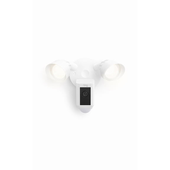 Floodlight Cam Wired Plus (newest model), Outdoor home or business security with motion-activated 1080p HD video and floodlights, White
