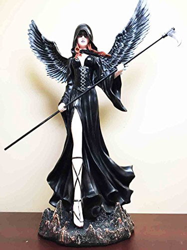 Gothic Grim Reaper In Graveyard Statue Figure Angel 