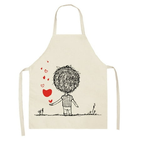 

LnjYIGJ Home & Kitchen 1pc Parent Adult The Family Kitchen Valentine s Day Print Linen Family Aprons