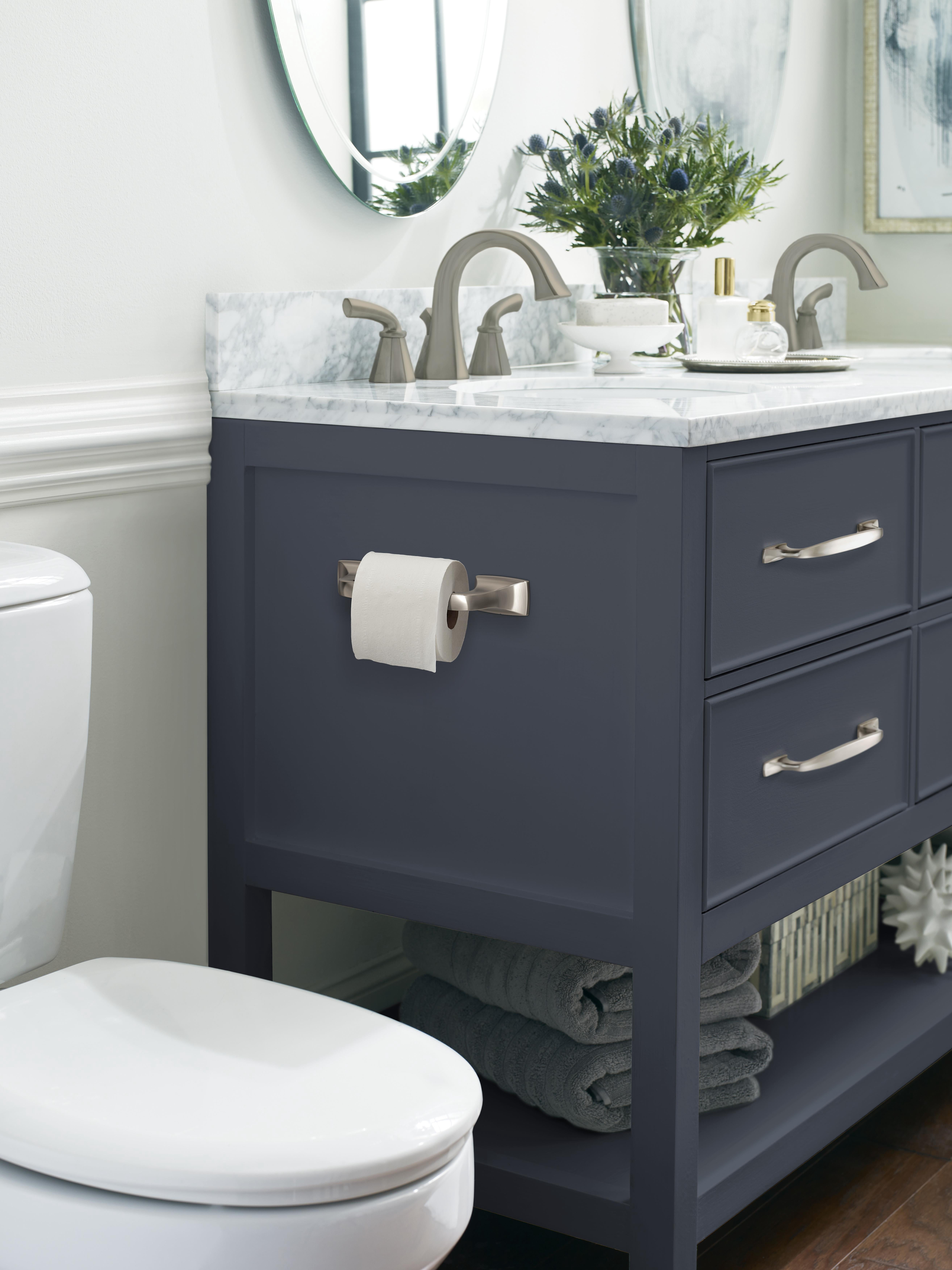 Amerock Highland Ridge Brushed Nickel Pivoting Double Post Toilet Paper Holder