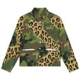 thumbnail image 4 of Jackets for Women Winter Coat Jackets Flannel Stand Collar Jacket(Camouflage Glitter Leopard Print,Size:S-4XL), 4 of 7