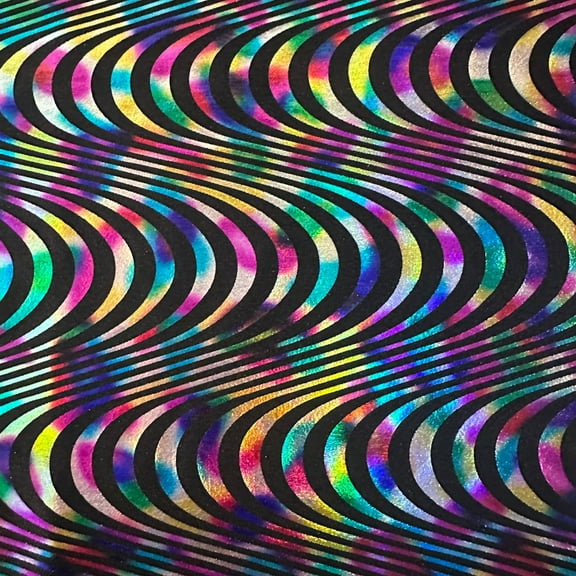 Wave Hologram 4 way Stretchy Tricot Fabric | Spandex Palace