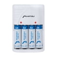thumbnail image 1 of Cargador Pilas Mitzu  AA/AAA/9V con 4 Pilas AA 2,500mAH Blanco, 1 of 5
