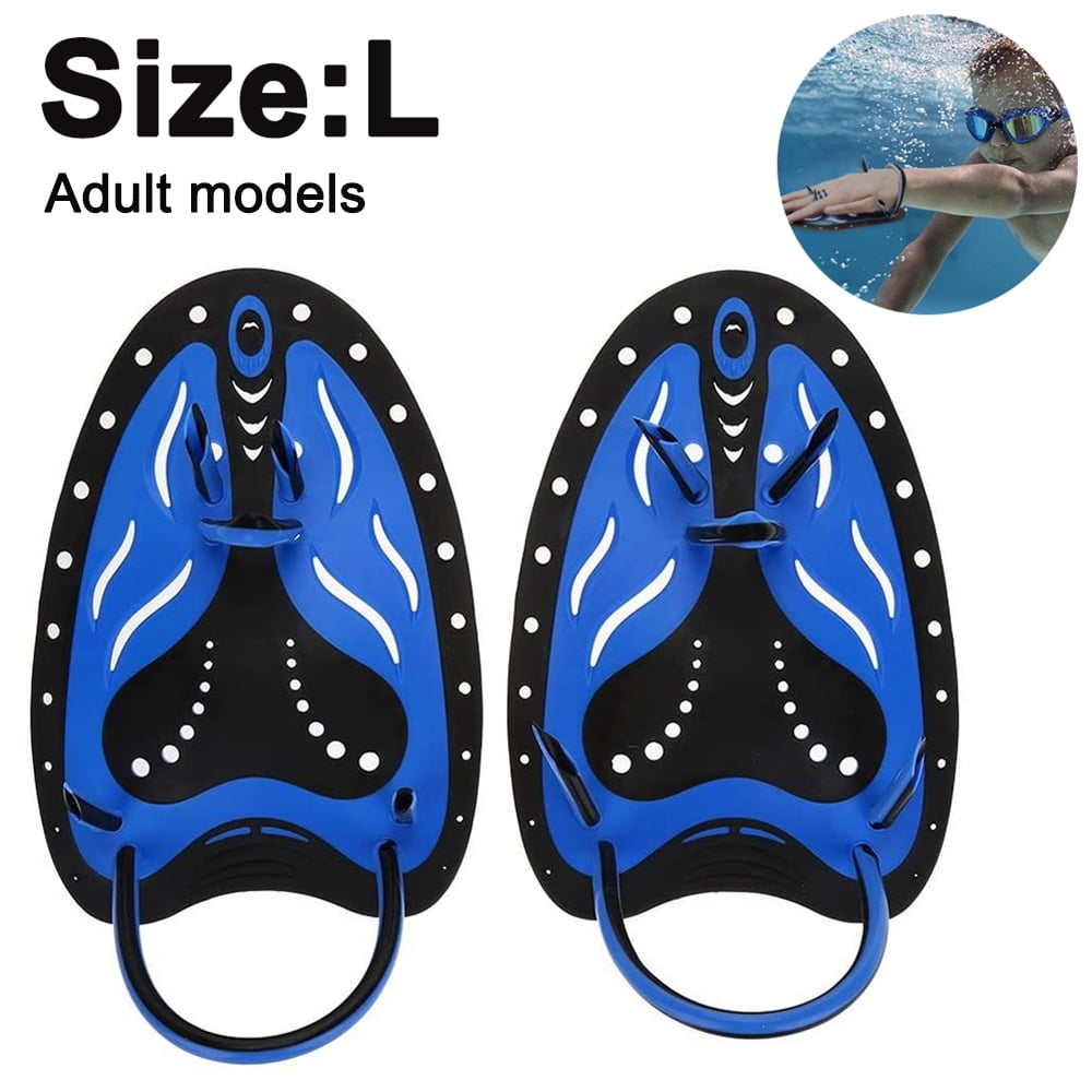 Adult Pair Light Blue Soft Silicone Swimming Diving Training Webbed Hand Paddles 