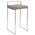 thumbnail image 4 of Fuji Stacker Counter Stools for Kitchen Counter in Stainless Steel, Counter Height Chairs, Bar Stools Set of 3, Counter Height Stools Set of 3, Bar Stools For Kitchen Island (Stone Cowboy Fabric), 4 of 6