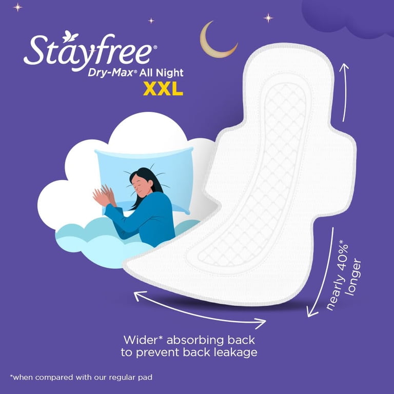 Stayfree Dry Max All Night XXL Sanitary Pads for Women with Extra