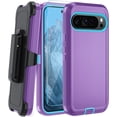 thumbnail image 1 of KOMI for Google Pixel 8 Pro Case, with HD Tempered Glass Screen Protector, Heavy Duty Shockproof Drop Protective Rugged Tough Durable Phone Cover with Belt Clip-Light Purple/Sky Blue, 1 of 5