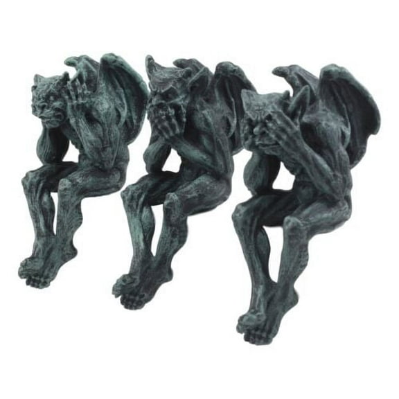 Winged Hear No Evil See No Evil Speak No Evil Gargoyle Shelf Sitters Figurine
