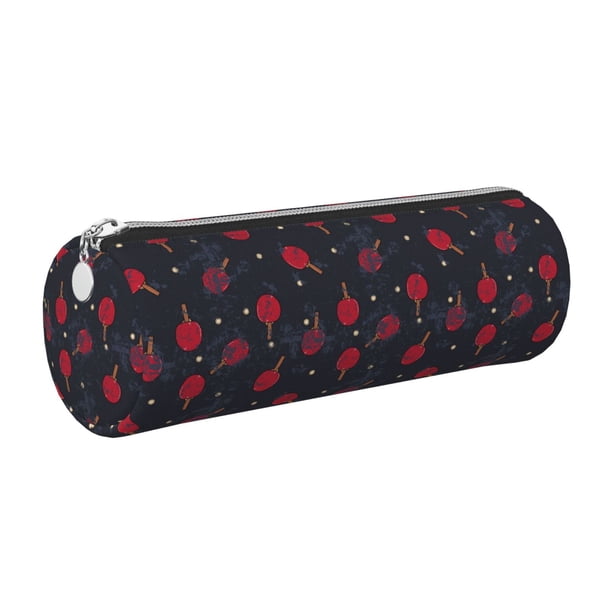 Disketp Ping Pong Estuche Organizador de Lápices de Cuero, Estuche de Oficina con Cremallera para Bolígrafo y Lápiz