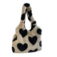 thumbnail image 2 of Bolsa Loves con estampado de corazón para mujer s de hombro de Ehuebsd felpa suave bolso de viaje de gran capacidad bolsas de cubo mullidas cálidas para invierno 2021, 2 of 8