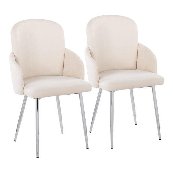 Lumisource Dahlia Set Of 2 Dining Chair With Cream Fabric CH-DAHLIA2 SVFCR2