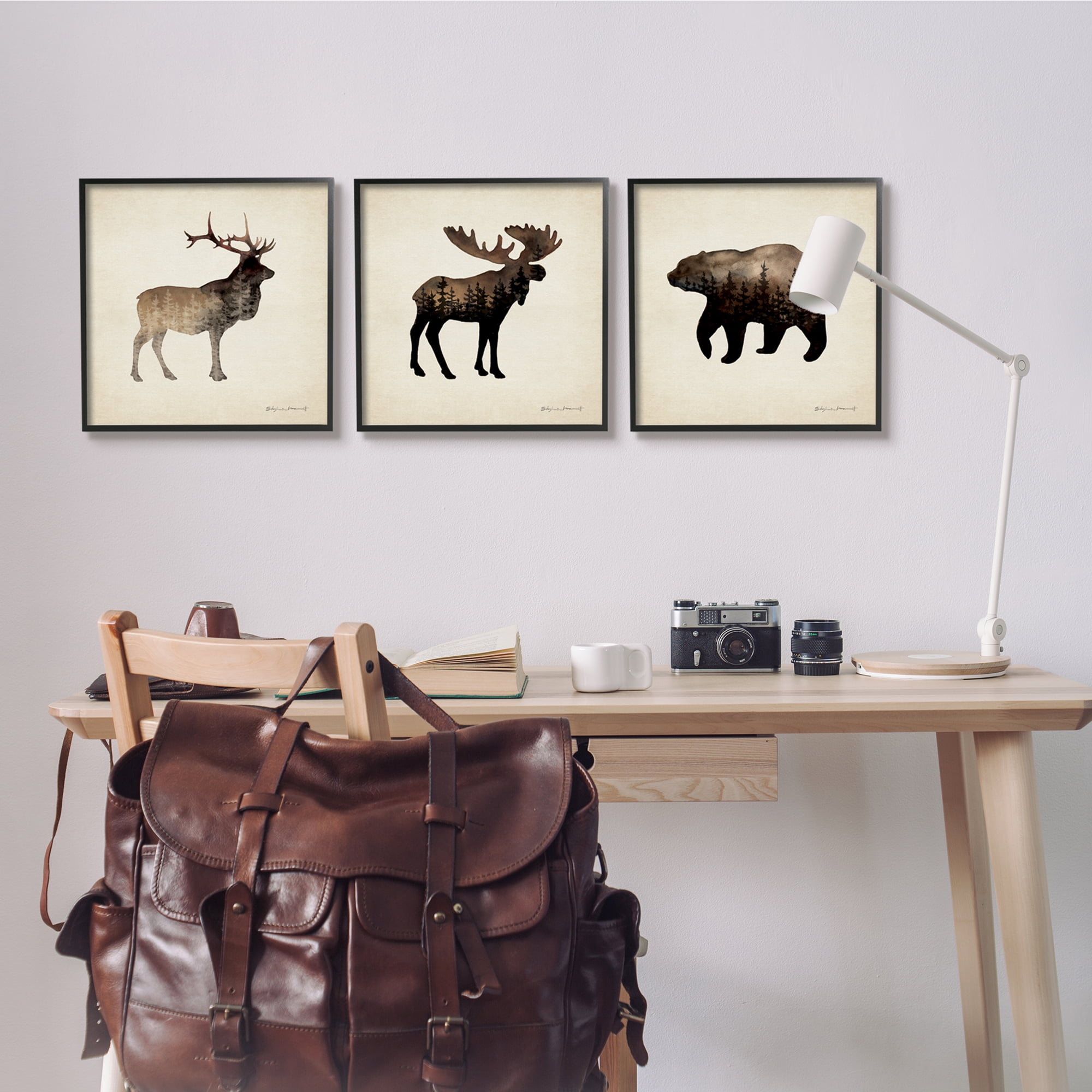 Stupell Industries Woodland Animal Silhouettes Rustic Forest Pine Tree Landscape, 17 x 1.5 x17, Design by Stephanie Workman Marrott
