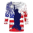 thumbnail image 4 of TARIENDY 3/4 Length Sleeve Womens Shirts Independence Day Plus Size Tunic Blouses Crewneck USA Flag Graphic T Shirt Loose Fit Spring Summer Outfits Blue*2 XXXL, 4 of 5